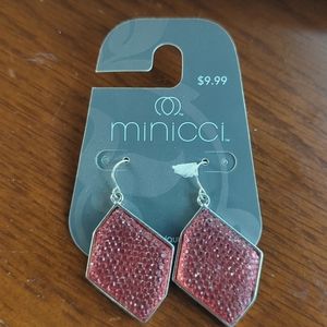Pink sparkly dangle earrings